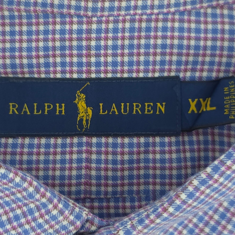 Ralph Lauren 2XL Mens Button Down Shirt Long Sleeve Checkered Plaid - Picture 4 of 9